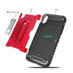 Wholesale iPhone X (Ten) Rugged Kickstand Armor Case with Card Slot (Silver)